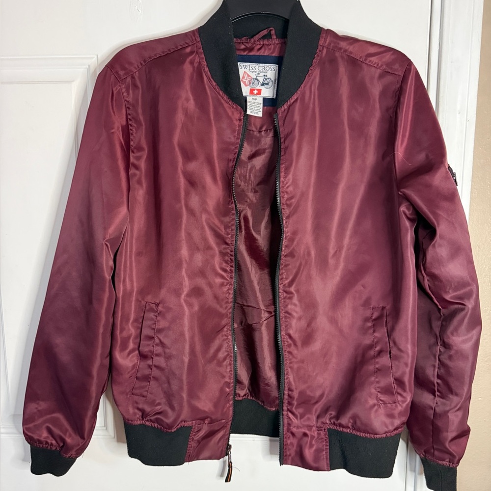Men's Burgundy Bomber Jacket